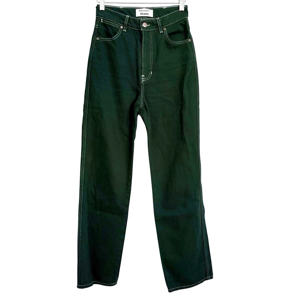 Reformation Cowboy High Rise Straight Jeans Women’s Size 24 X 29 Green Western